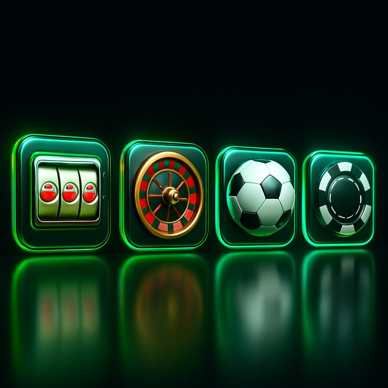 Slot, rulet, futbol ve casino fişi kategori ikonları